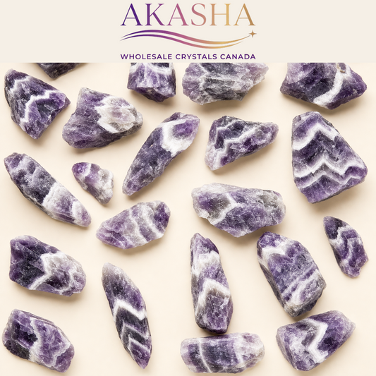 dream amethyst raw crystals available from Akasha Canada Wholesaler