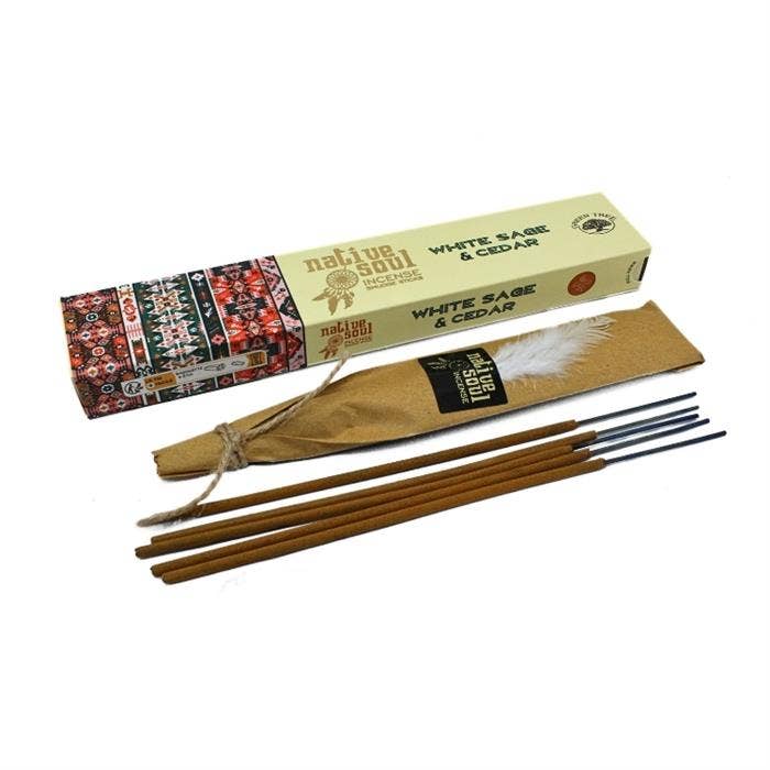 Green Tree Native Soul White Sage + Cedar 15 g incense sticks wholesale listing