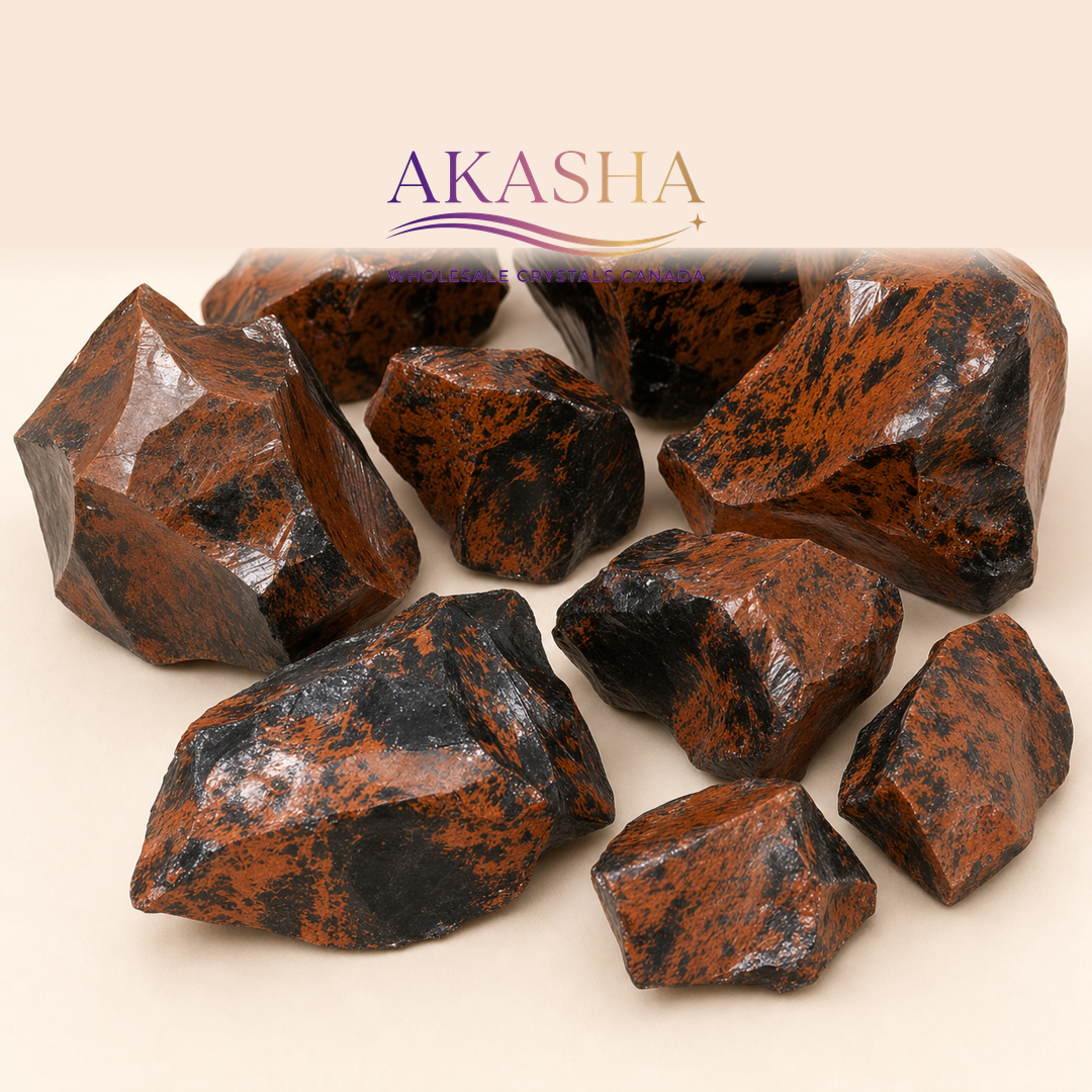 mahogany obsidian raw crystals available at Akasha Wholesale Crystals Canada