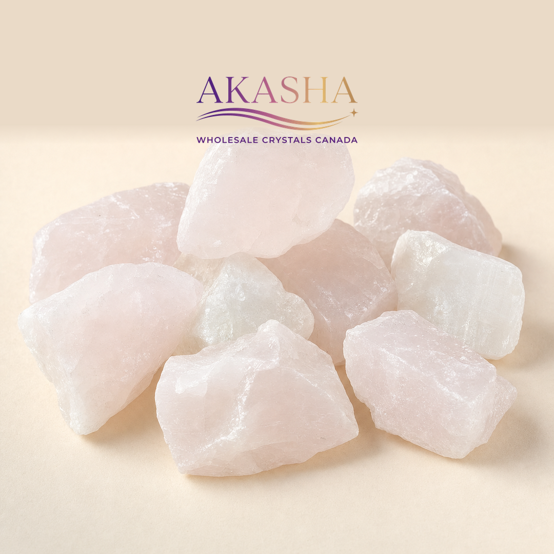 pink mangano / raw pink calcite available at Akasha Wholesale Crystals Canada