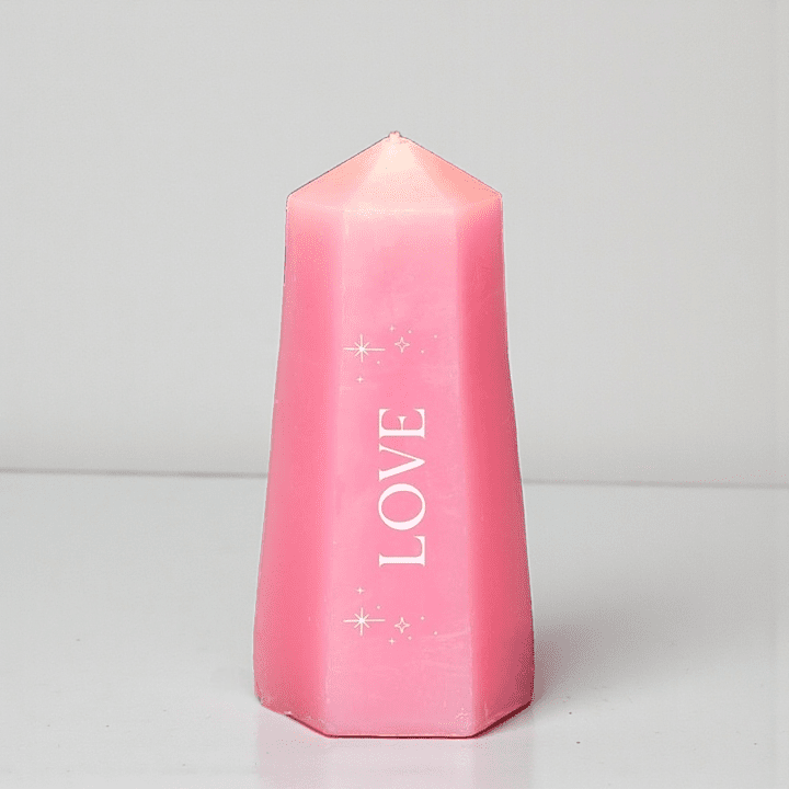 Pink Love Candle with Rose Quartz Crystal intention candle wholesale listing