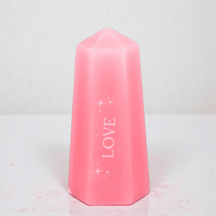 Pink Love Candle with Rose Quartz Crystal seasonal candle wholesale listing