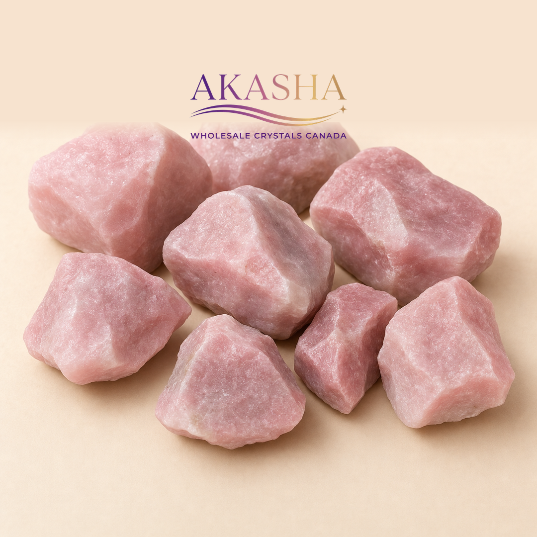pink opal raw crystals available at Akasha Wholesale Crystals Canada