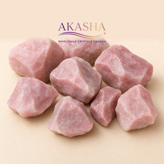 pink opal raw crystals available at Akasha Wholesale Crystals Canada