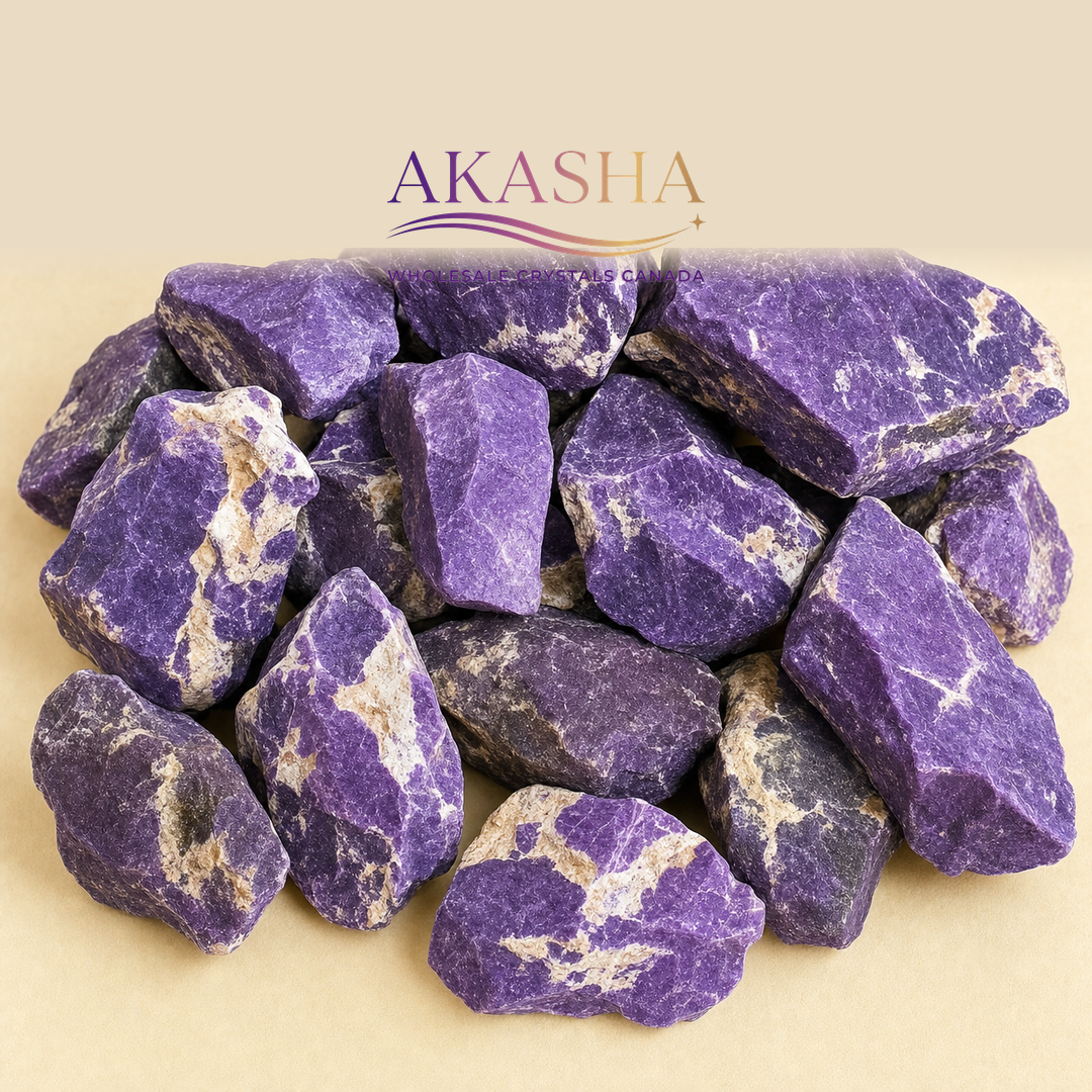 purpurite raw crystals available at Akasha Crystal Wholesalers