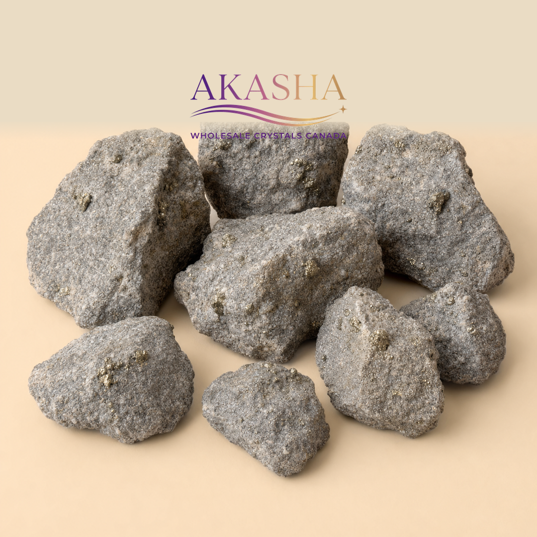 pyrite crystal chunks available for retailers at Akasha Wholesale Crystals Canada