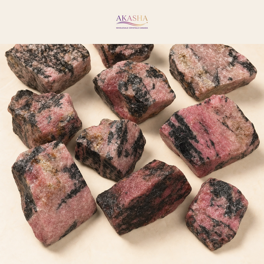 Rhodonite Crystals available for wholesale prices at Akasha Wholesalers Canada