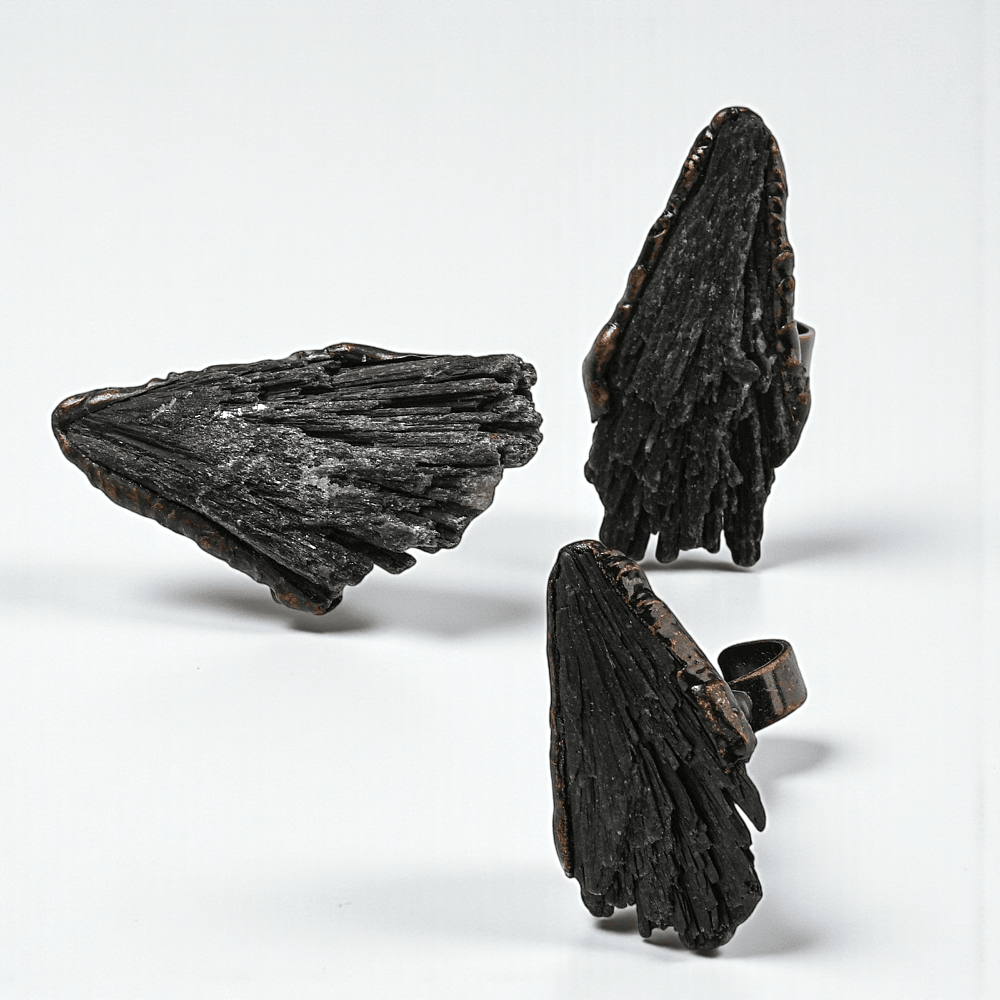 raw black tourmaline crystal blade ring crystal ring supplier Canada