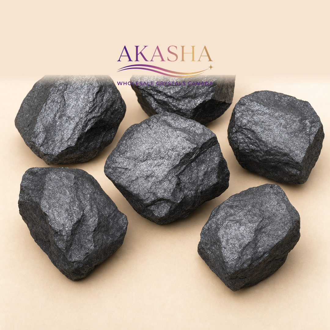 shungite crystals available at Akasha Wholesale Crystals Canada