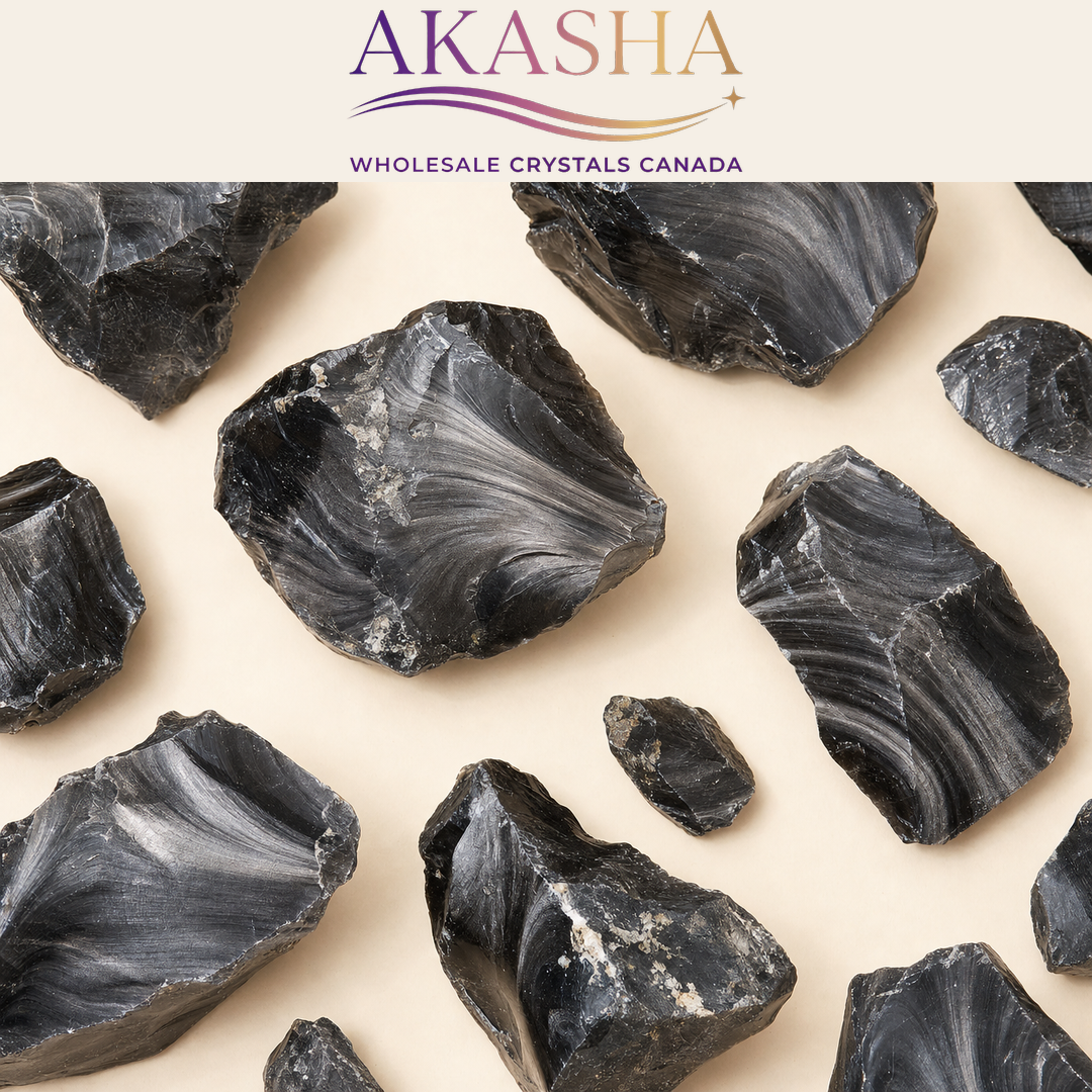 silver obsidian crystals available at Akasha Canadian Crystal Wholesalers
