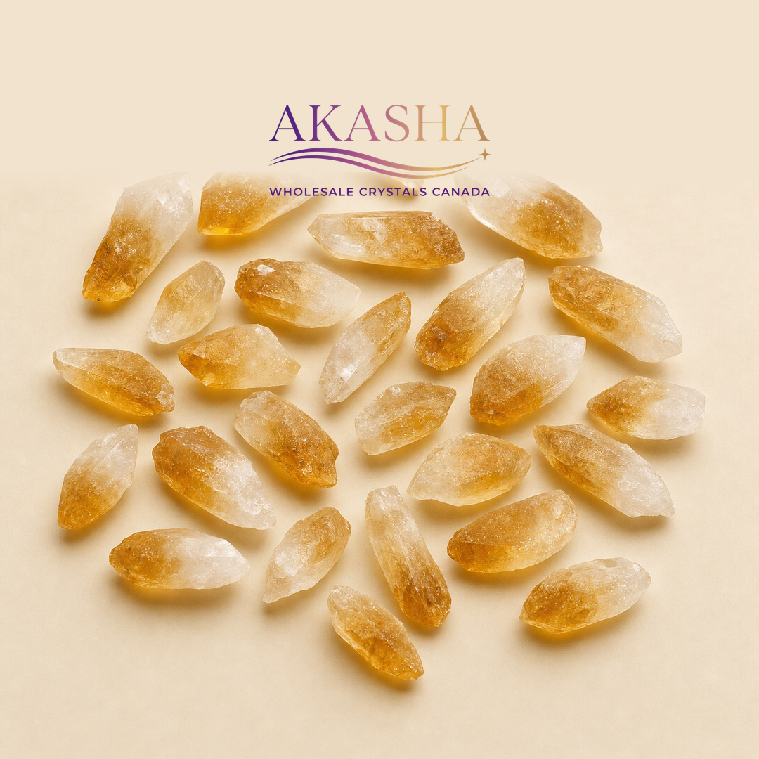 citrine crystals available at Akasha Wholesale Crystals Canada