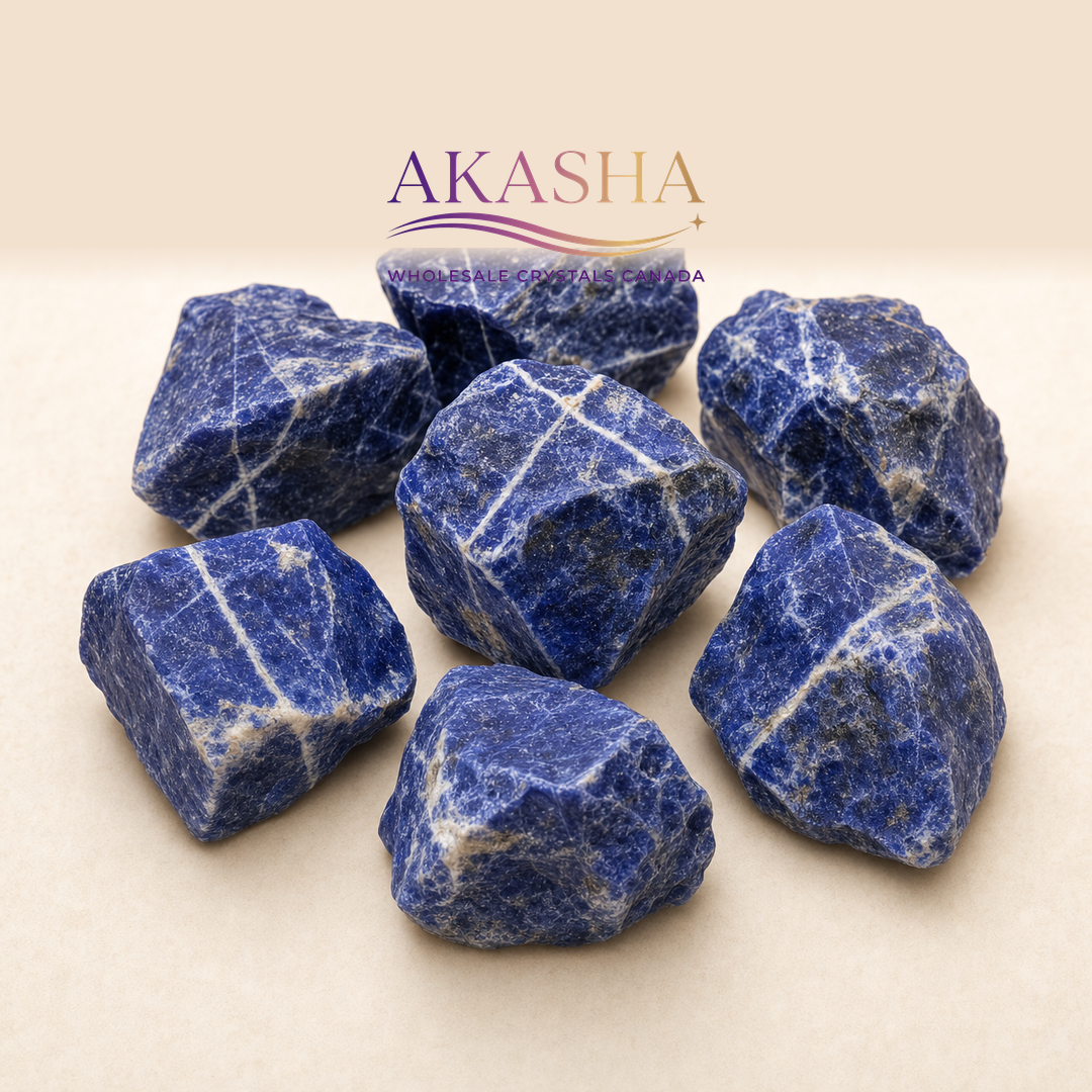 sodalite crystals available at Akasha Wholesale Crystals Canada