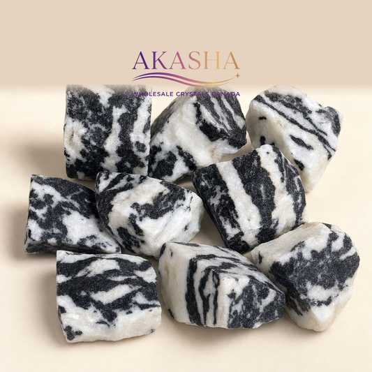 zebra jasper crystals available at Akasha Wholesale Crystals Canada