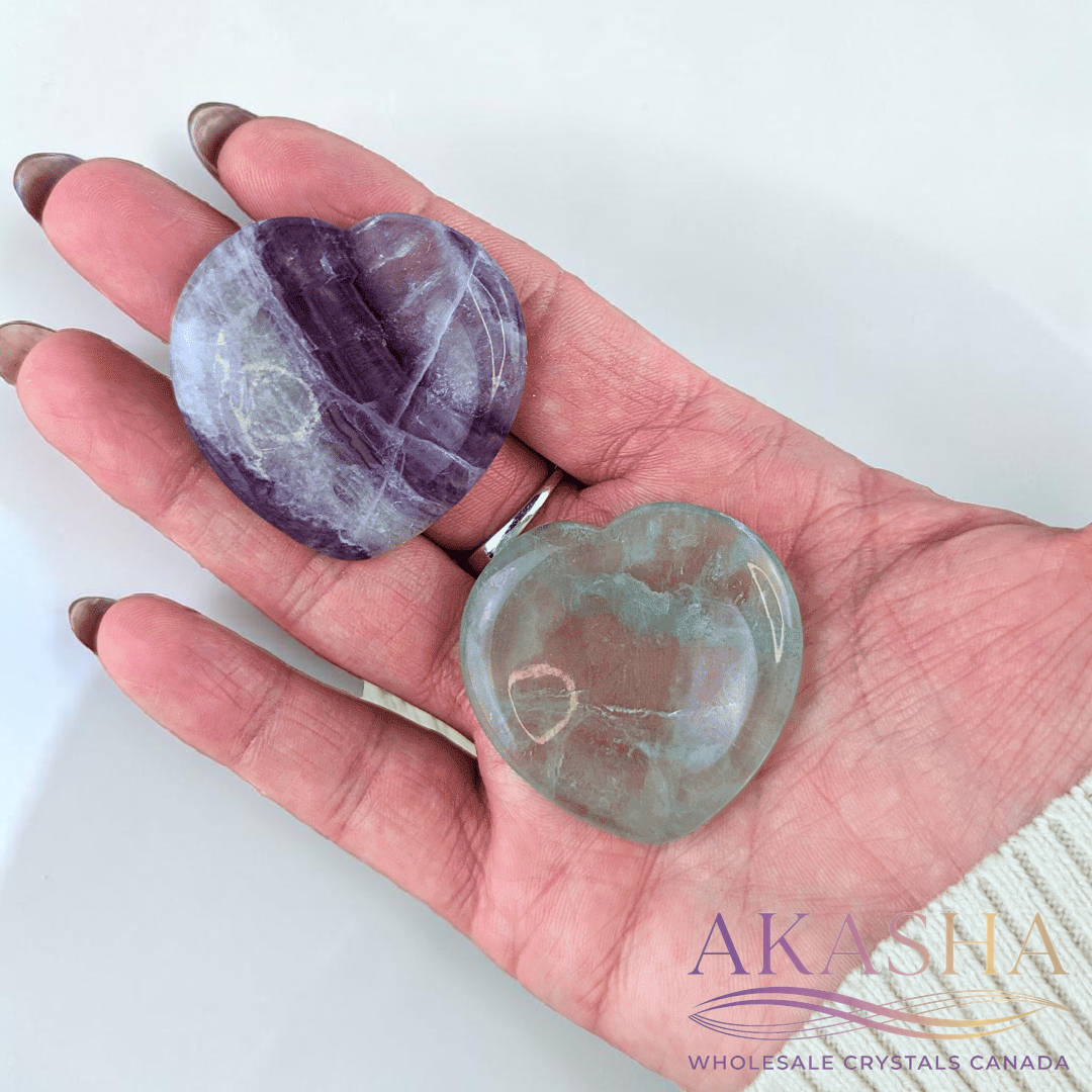 Fluorite Heart Worry Stones - Zen Collection