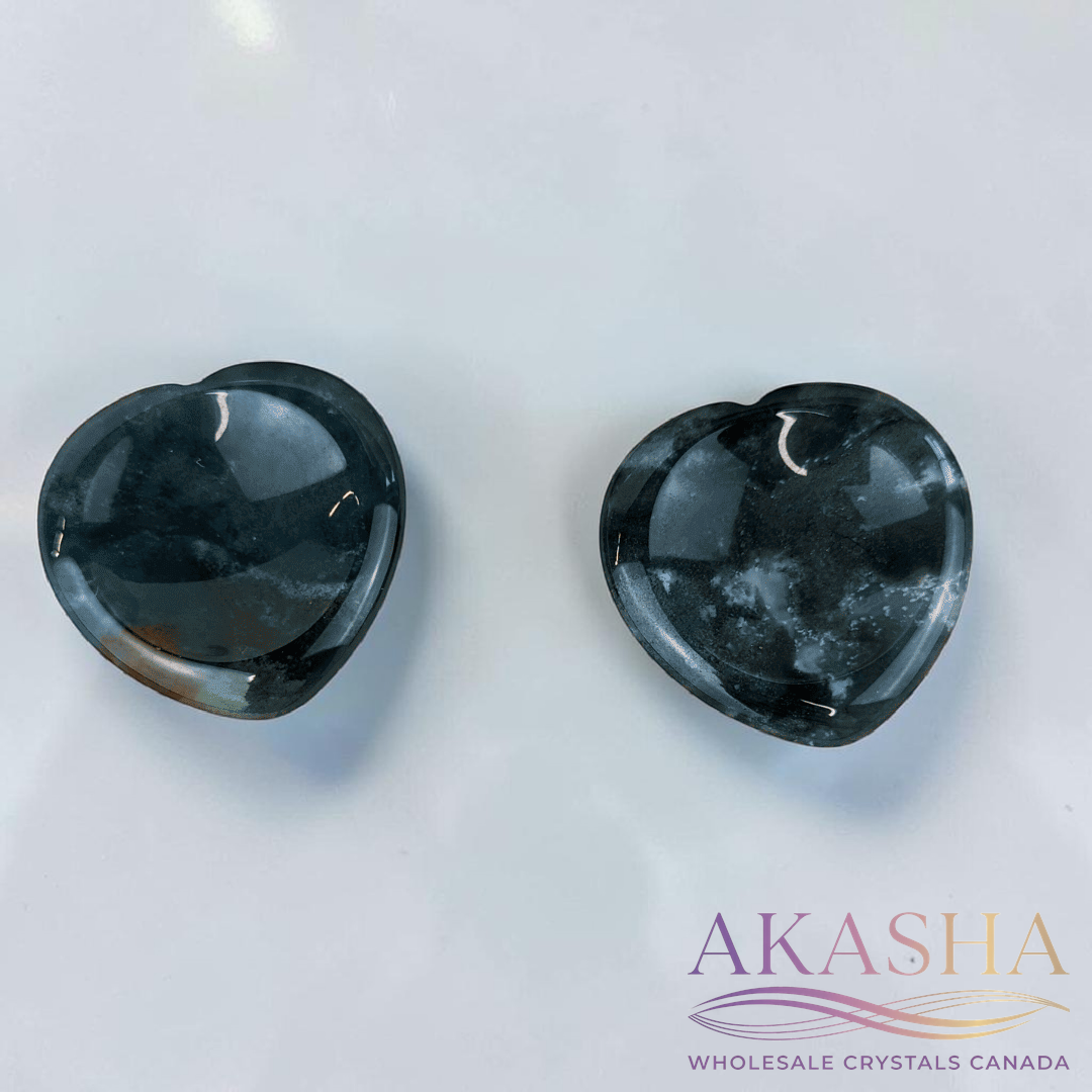 Moss Agate Heart Worry Stones product image