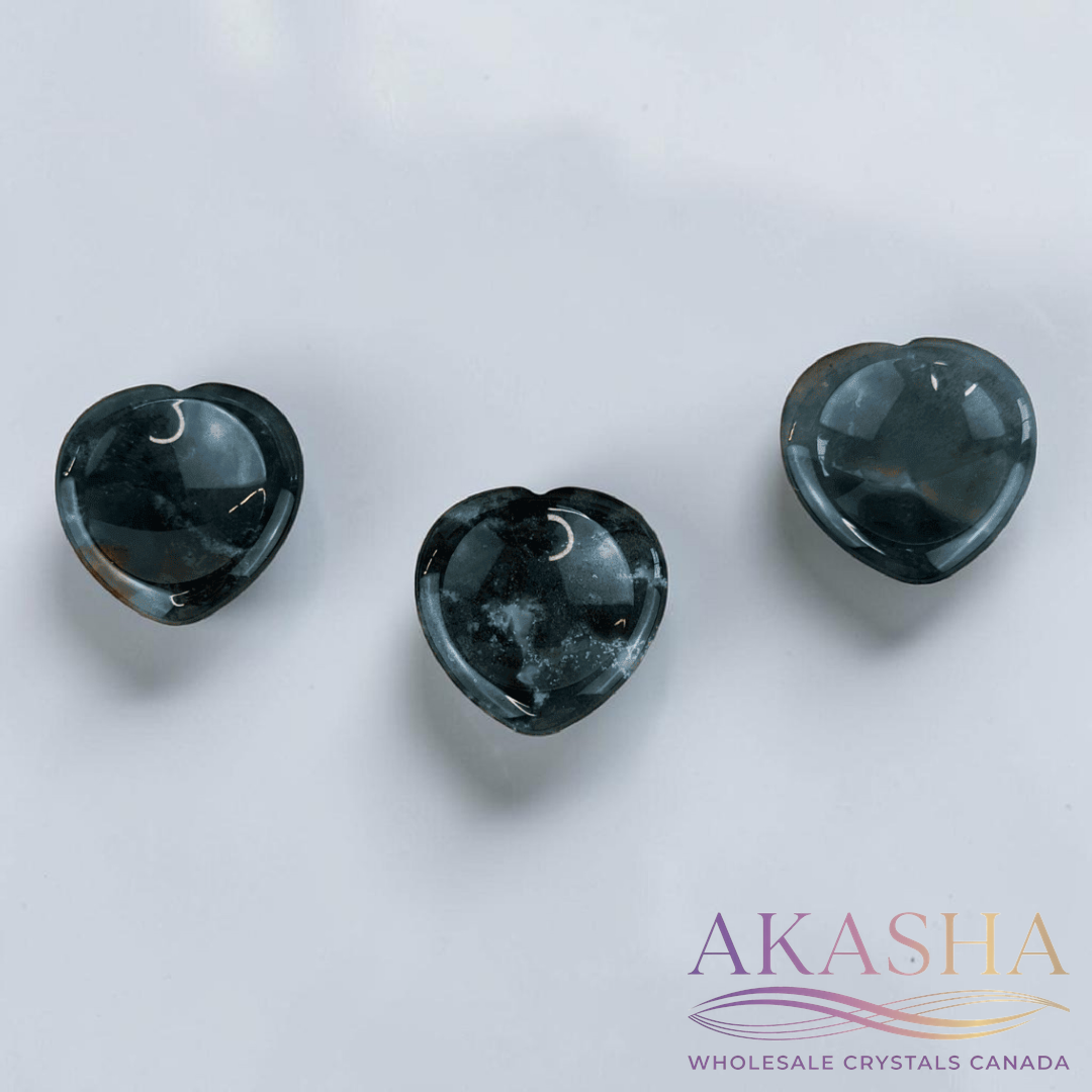 Moss Agate Heart Worry Stones - Zen Collection