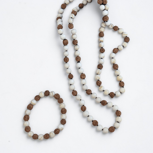 Rudraksha and Fossil Mala and Bracelet Set image 1 wholesale product photo by Akasha Wholesale